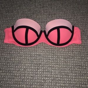 Pink color block bikini top VS